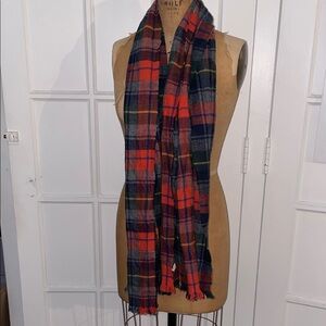 Gap Men’s Orange Green Blue Plaid Cozy Scarf